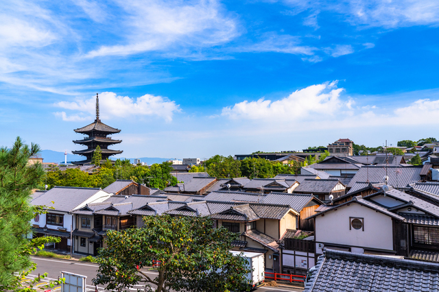 八坂の塔と京都の街並み