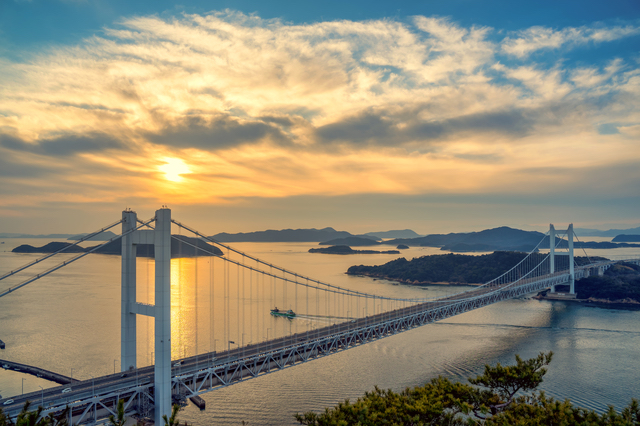 岡山・瀬戸大橋の夕暮れ