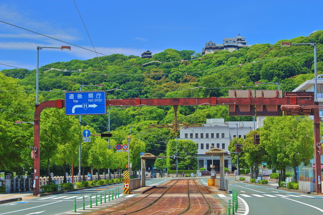 松山城と市街地