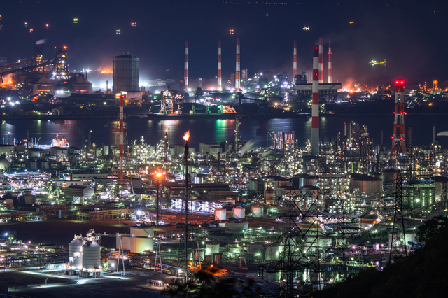 水島コンビナート（工場夜景）