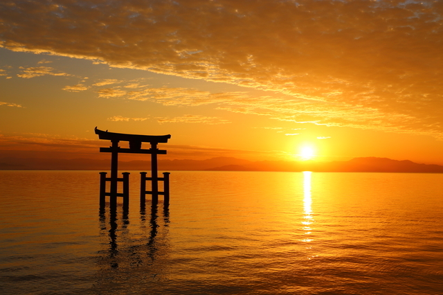 夕暮れの白髭神社