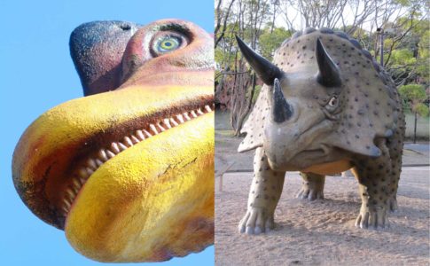ブラキオサウルスとトリケラトプス