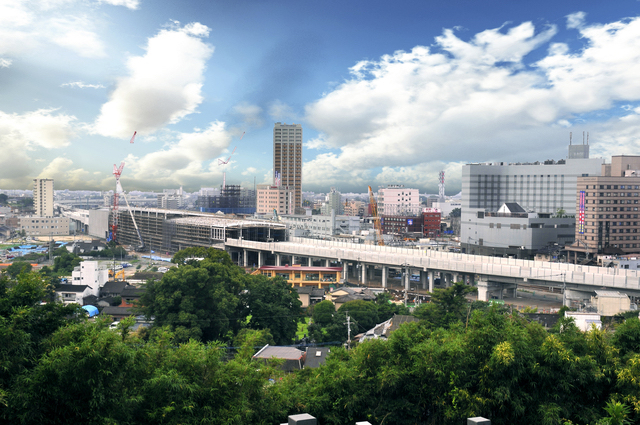 熊本駅前の街並み