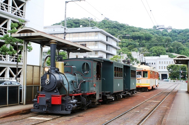 松山市街を走る坊ちゃん列車