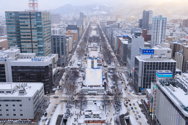 雪景色の札幌市内