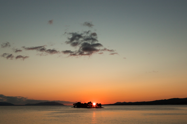 島根県立美術館から見る夕日